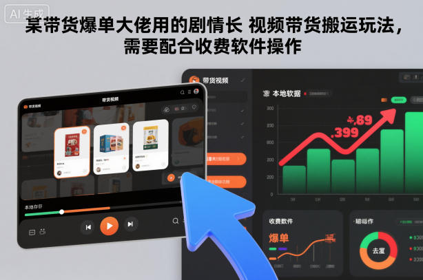 某带货爆单大佬用的剧情长视频带货搬运玩法，需要配合收费软件操作-米创网