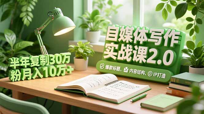 自媒体写作实战课2.0，爆款标题、内容结构、IP打造，半年复制30万粉月入10万+-米创网
