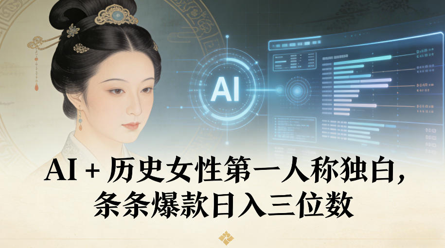 AI+历史女性第一人称独白，条条爆款日入三位数-米创网