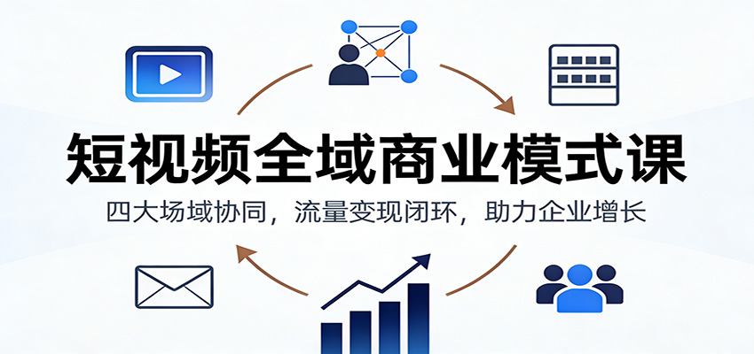 短视频全域商业模式课：四大场域协同，流量变现闭环，助力企业增长-米创网