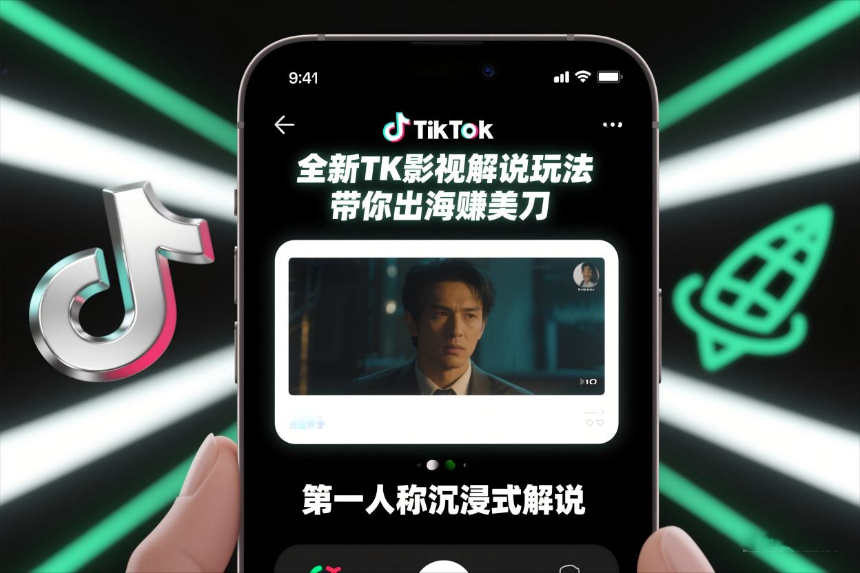 TikTok第一人称影视解说教学，全新TK影视解说玩法，带你出海賺美刀-米创网