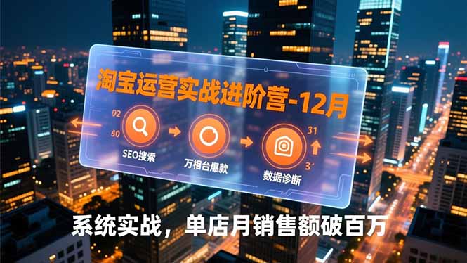淘宝运营实战进阶营-12月：SEO搜索、万相台爆款、数据诊断，系统实战，单店月销售额破百万-米创网