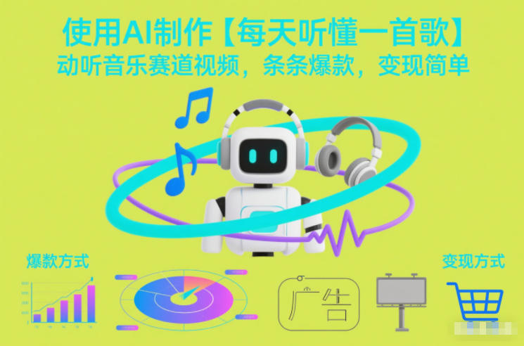 使用AI制作【每天听懂一首歌】动听音乐赛道视频，条条爆款，变现简单-米创网