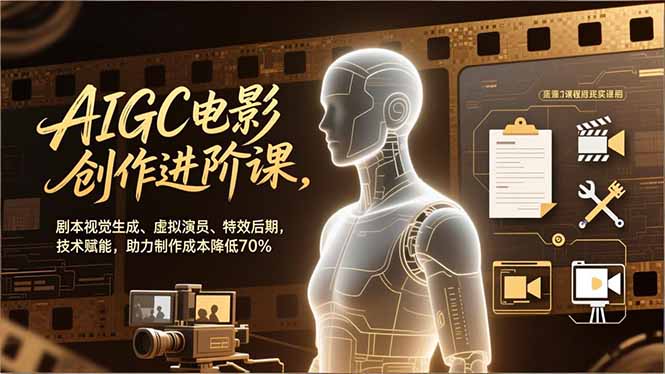 AIGC电影创作进阶课，剧本视觉生成、虚拟演员、特效后期，技术赋能，助力制作成本降低70%-米创网