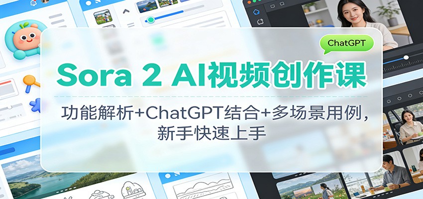 Sora 2 AI视频创作课：功能解析+ChatGPT结合+多场景用例，新手快速上手-米创网