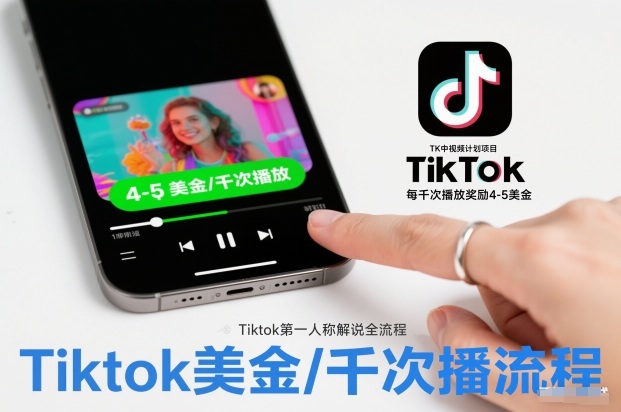 TK中视频计划项目，Tiktok第一人称解说流程，每干次播放奖励4-5美金-米创网