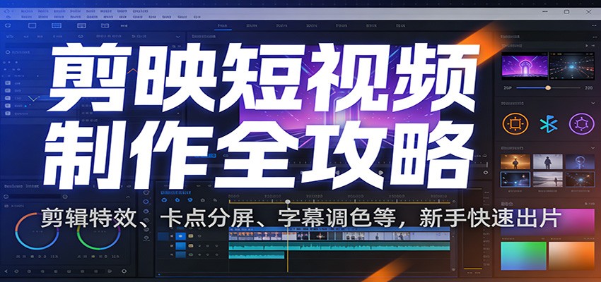 剪映短视频制作全攻略：剪辑特效、卡点分屏、字幕调色等，新手快速出片-米创网