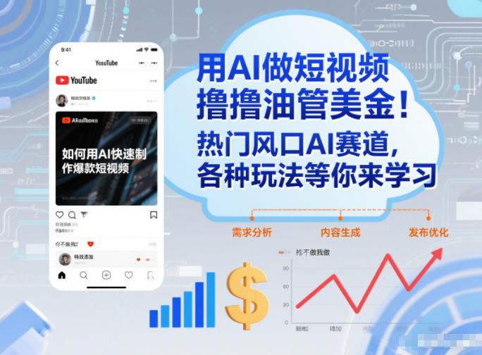 用AI做短视频撸油管美金，热门风口AI赛道，你不做我做，各种玩法等你来学习-米创网