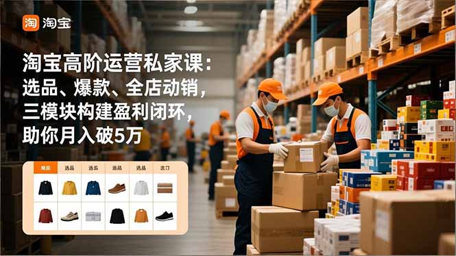 淘宝高阶运营私家课：选品、爆款、全店动销，三模块构建盈利闭环，助你月入破5万(更新12月-米创网