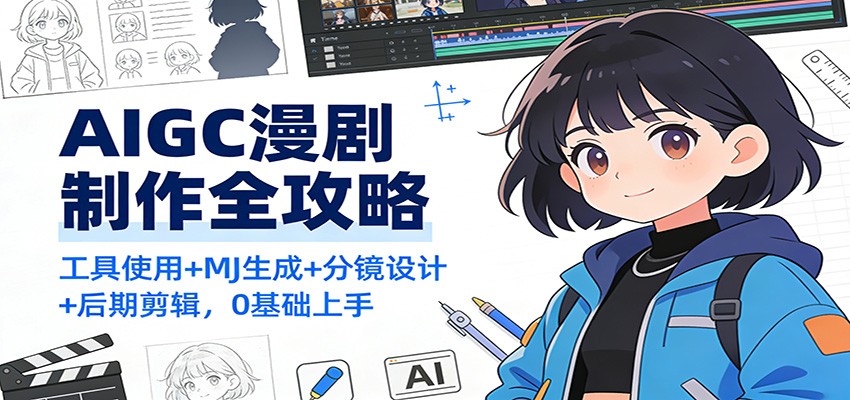 AIGC漫剧制作全攻略：工具使用+MJ生成+分镜设计+后期剪辑，0基础上手-米创网