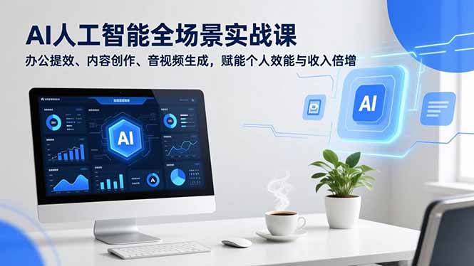 AI人工智能全场景实战课，办公提效、内容创作、音视频生成，赋能个人效能与收入倍增-米创网