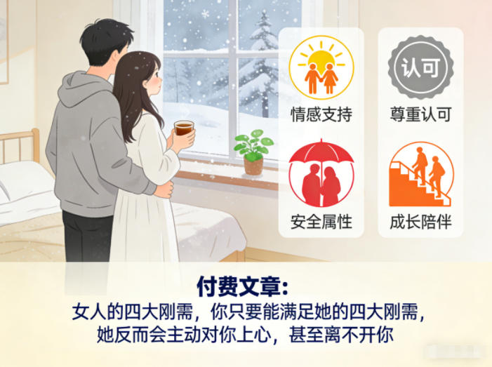 付费文章：女人的四大刚需，你只要能满足她的四大刚需，她反而会主动对你上心，甚至离不开你-米创网