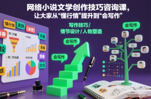 网络小说文学创作技巧咨询课，让大家从“懂行情”提升到”会写作”的高度-米创网
