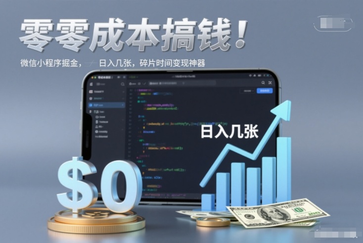 零成本搞钱，微信小程序掘金，简单易操作，日入几张，碎片时间变现神器【揭秘】-米创网