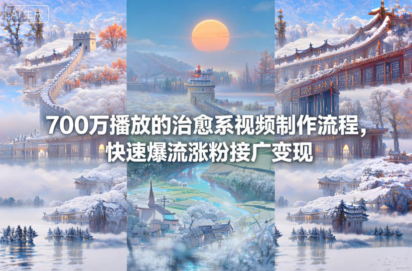 700万播放的治愈系视频制作流程，快速爆流涨粉接广变现-米创网