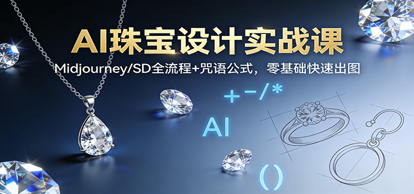 AI珠宝设计实战课：Midjourney/SD全流程+咒语公式，零基础快速出图-米创网