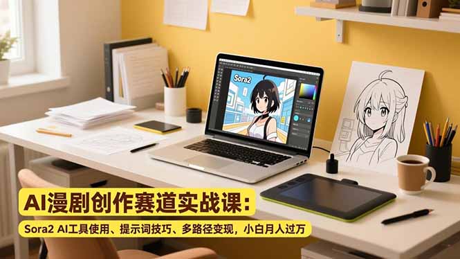 AI漫剧创作赛道实战课：Sora2 AI工具使用、提示词技巧、多路径变现，小白月入过万-米创网