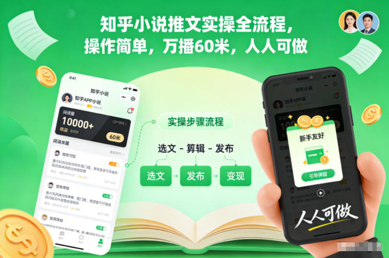 知乎小说推文实操全流程，操作简单，万播60米，人人可做-米创网