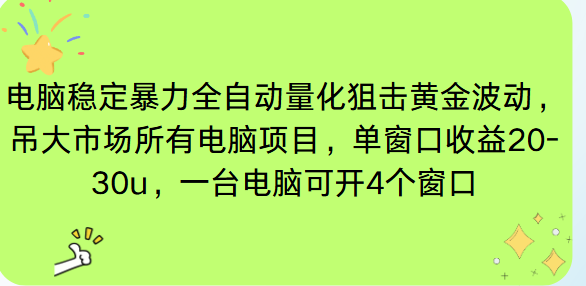 电脑EA策略挂机项目单窗口收益20-30u，单电脑可挂5-10个窗口收益稳健4位数-米创网