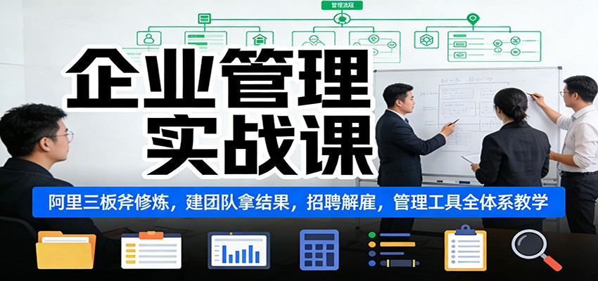 企业管理实战课：阿里三板斧修炼，建团队拿结果，招聘解雇，管理工具全体系教学-米创网
