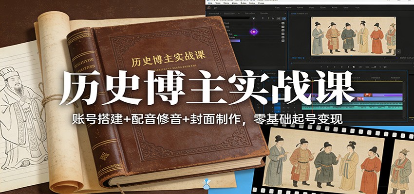 历史博主实战课：账号搭建+配音修音+封面制作，零基础起号变现-米创网