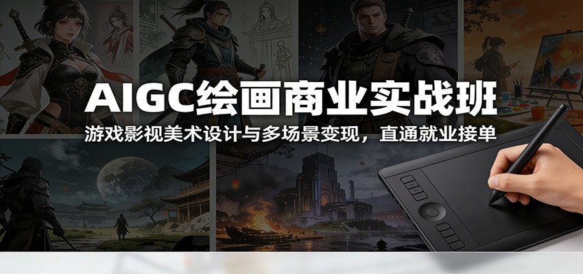 AIGC绘画商业实战班：游戏影视美术设计与多场景变现，直通就业接单-米创网