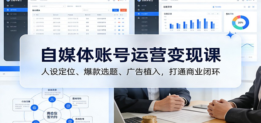 自媒体账号运营变现课：人设定位、爆款选题、广告植入，打通商业闭环-米创网