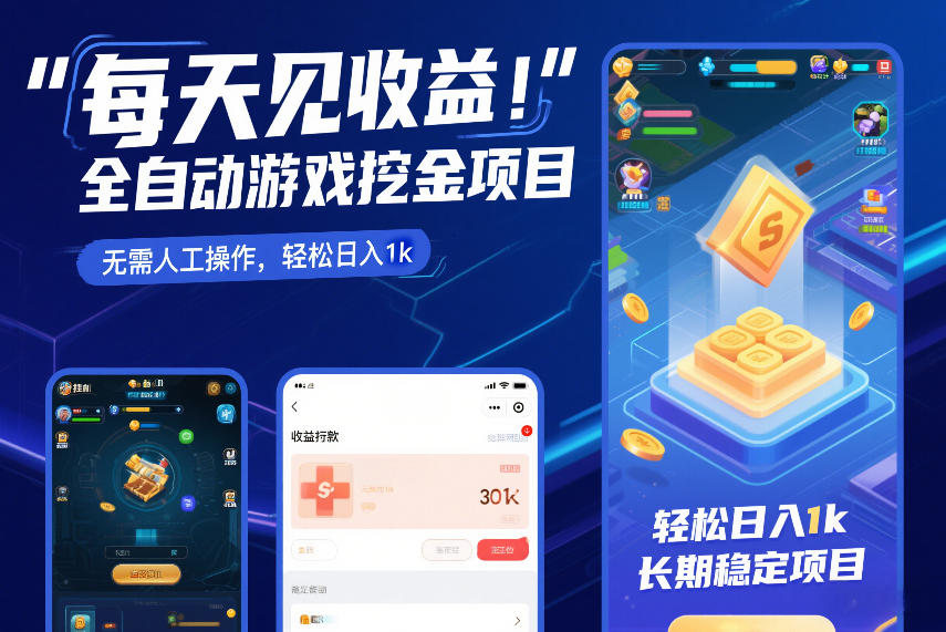 每天见收益，全自动游戏挖金项目，无需人工操作，轻松日入1k，长期稳定项目【揭秘】-米创网