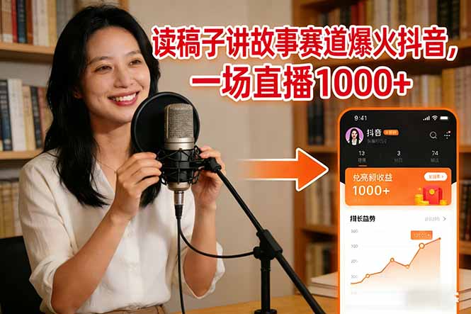 读稿子讲故事赛道爆火抖音，一场直播日入1000+-米创网