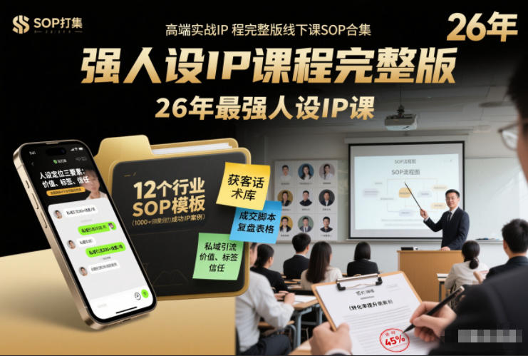 强人设IP课程完整版线下课SOP合集+26年最强人设IP课，真线索获客，强人设成交-米创网