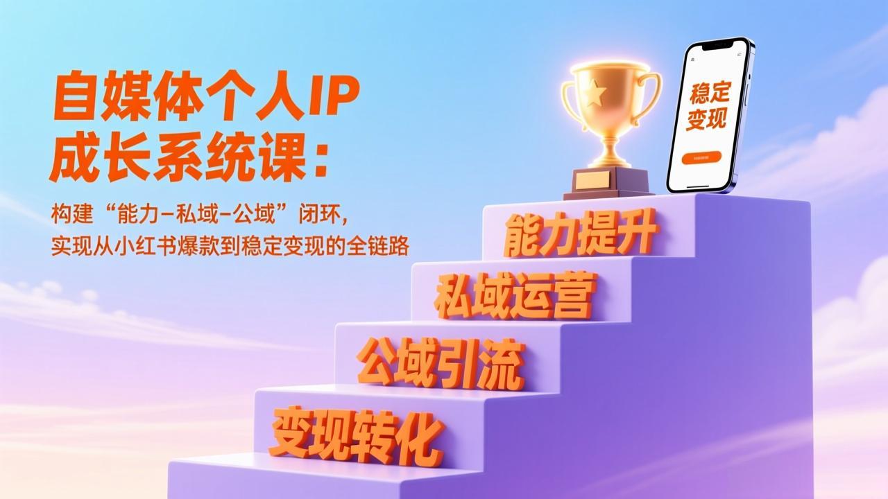 自媒体个人IP成长系统课：构建“能力-私域-公域”闭环，实现从小红书爆款到稳定变现的全链路-米创网