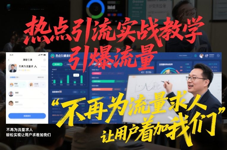 热点引流实战教学，引爆流量，不再为流量求人，轻松实现让用户求着加我们-米创网