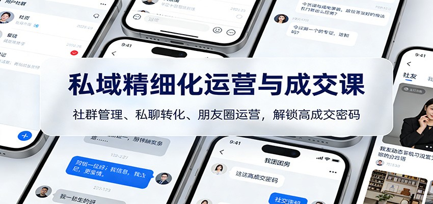 私域精细化运营与成交课：社群管理、私聊转化、朋友圈运营，解锁高成交密码-米创网