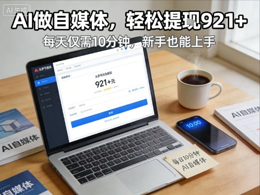 每天花费10分钟，头条号收益921+，用AI做自媒并不难【附视频教程】-米创网