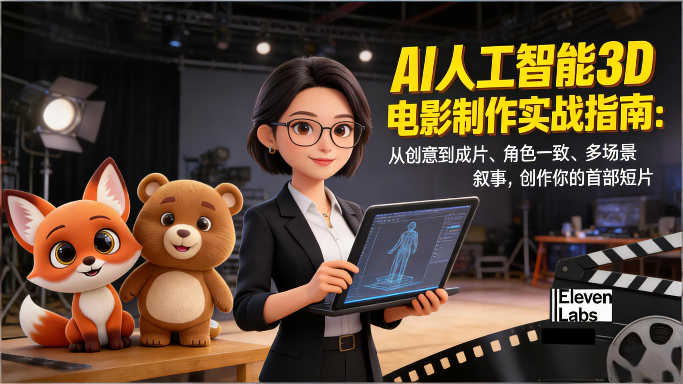 AI人工智能3D电影制作实战指南：从创意到成片、角色一致、多场景叙事，创作你的首部短片-米创网