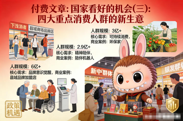 付费文章：国家看好的机会(三)：四大重点消 费人群的新生意-米创网