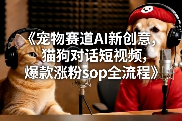 宠物赛道AI新创意，猫狗对话短视频，爆款涨粉sop全流程-米创网