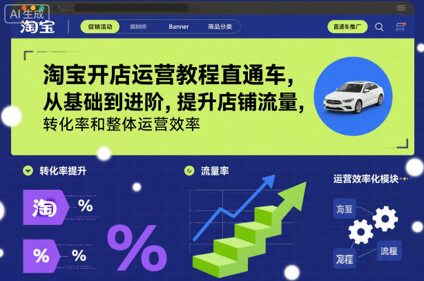 淘宝开店运营教程直通车，从基础到进阶，提升店铺流量，转化率和整体运营效率(更新26年1月)-米创网