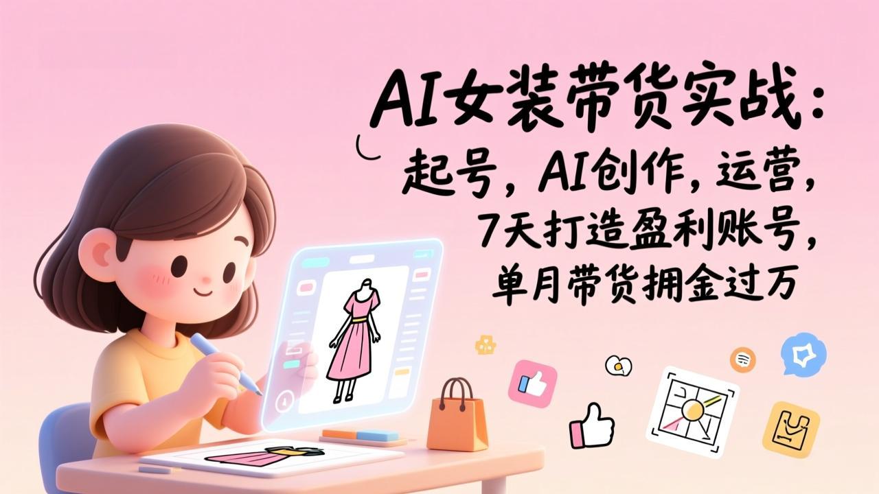 AI女装带货实战：起号，AI创作，运营，7天打造盈利账号，单月带货佣金过万-米创网