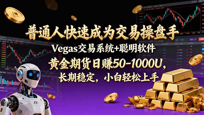 普通人快速成为交易操盘手 Vegas交易系统+聪明软件 ， 黄金期货日赚50-1000U， 长期稳定，小…-米创网