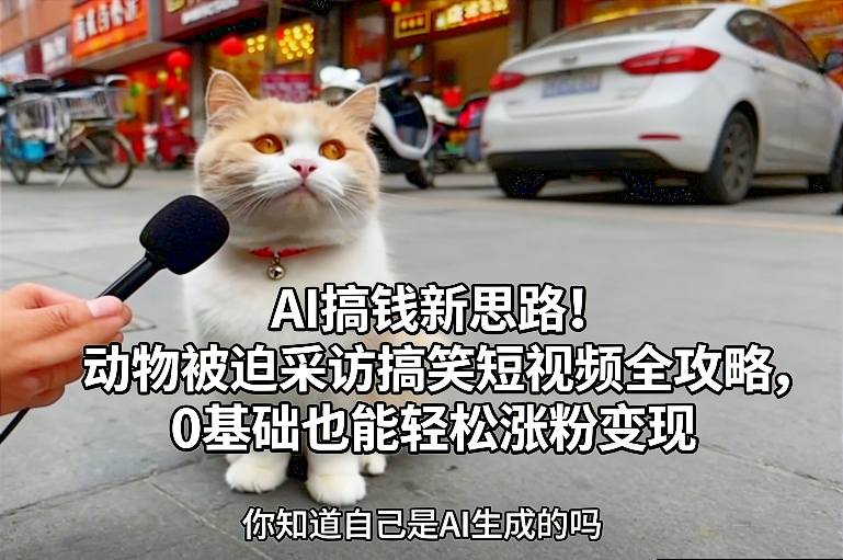 AI搞钱新思路！动物被迫采访搞笑短视频全攻略，0基础也能轻松涨粉变现-米创网