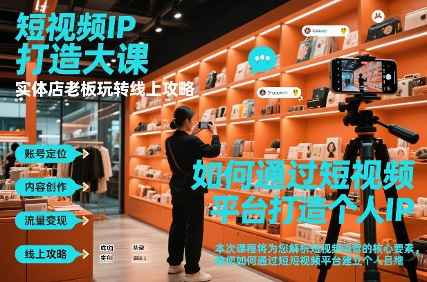 短视频ip打造大课，实体店老板玩转线上攻略-米创网