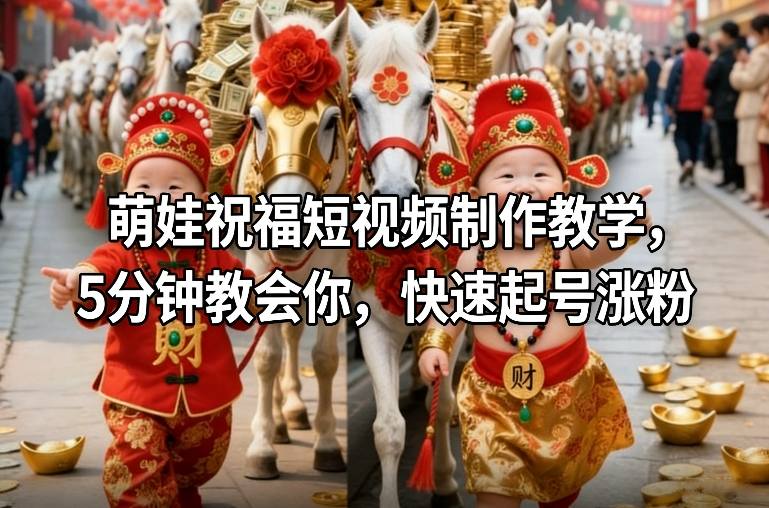 萌娃祝福短视频制作教学，5分钟教会你，快速起号涨粉-米创网