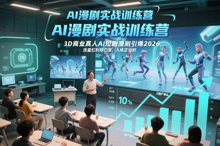 AI漫剧实战训练营，3D商业真人AI短剧漫剧引爆2026，流量红利期已至，入场正当时-米创网