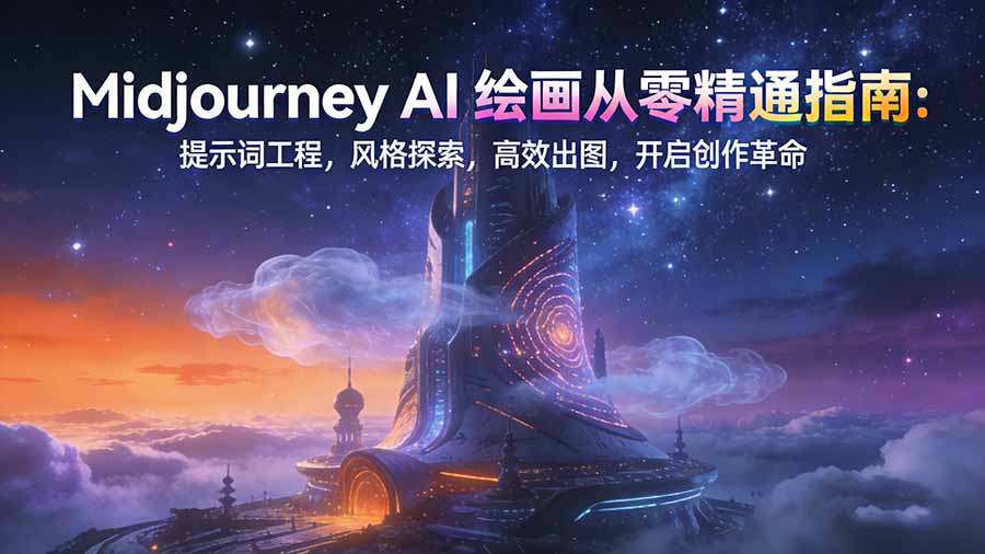 Midjourney AI绘画从零精通指南：提示词工程，风格探索，高效出图，开启创作革命-米创网