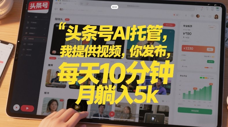 头条号AI托管，我提供视频，你发布，每天10分钟，月躺入5k+【揭秘】-米创网
