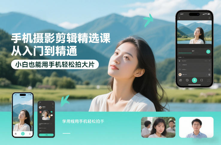 手机摄影剪辑精选课，从入门到精通，小白也能用手机轻松拍大片-米创网