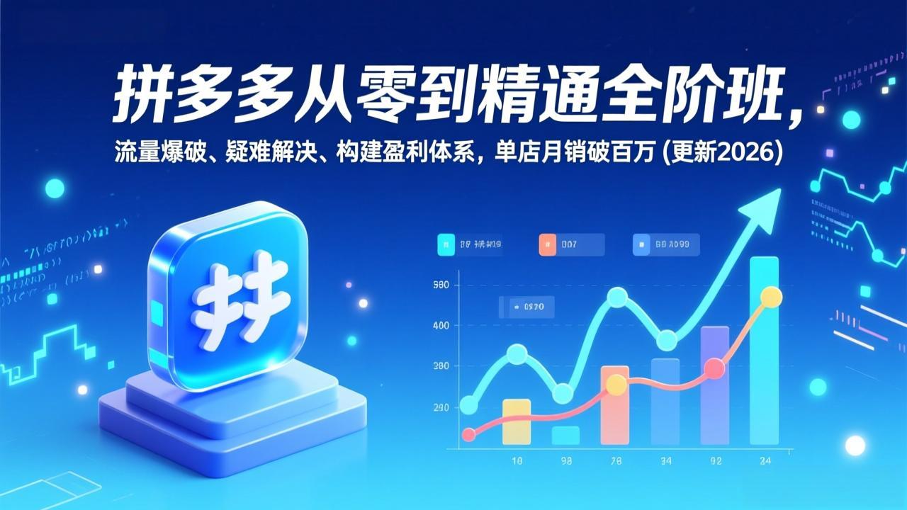 拼多多从零到精通全阶班，流量爆破、疑难解决，构建盈利体系，单店月销破百万(更新2026-米创网