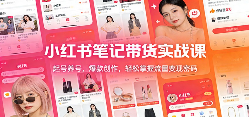 小红书笔记带货实战课：起号养号，爆款创作，轻松掌握流量变现密码-米创网