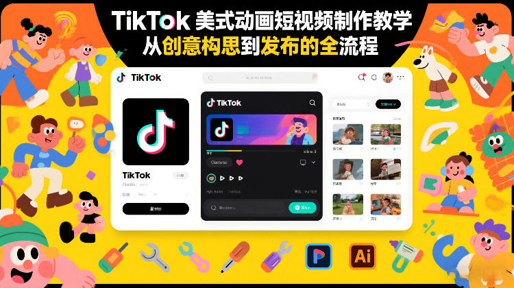 TikTok美式动画短视频制作教学，从创意构思到发布的全流程-米创网